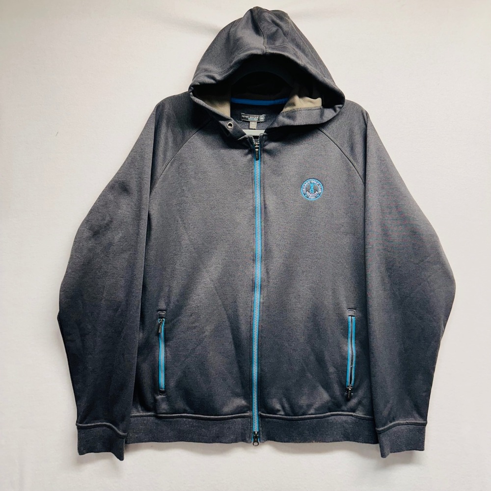 Peter Millar Crown Sport Hoodie Mens XL Gray Chicago Golf Club Seal  Zip Jacket